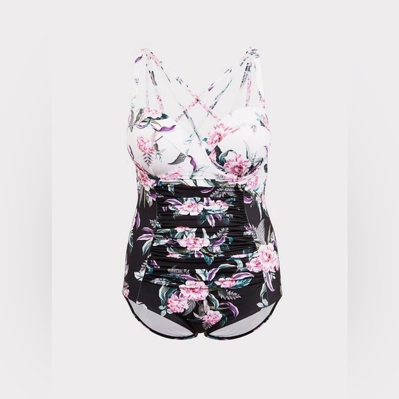 Slim Fix Underwire One Piece Swimsuit Strappy Back Push Up Slimming Ruched Swim - Picture 4 of 9